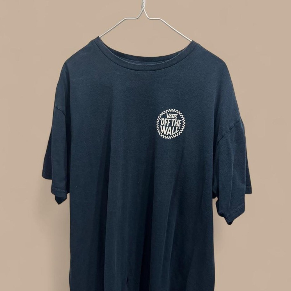 Vans Off The Wall Circle Checker Graphic T-Shirt Mens Large Faded Black
